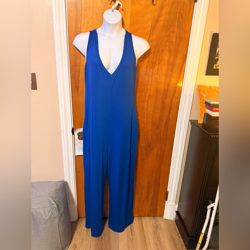 SHEIN Royal Blue V-Neck Jumpsuit